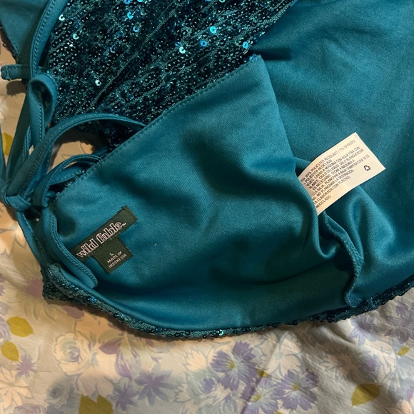 Wild Fable LG blue sequin tie top - Picture 6 of 11